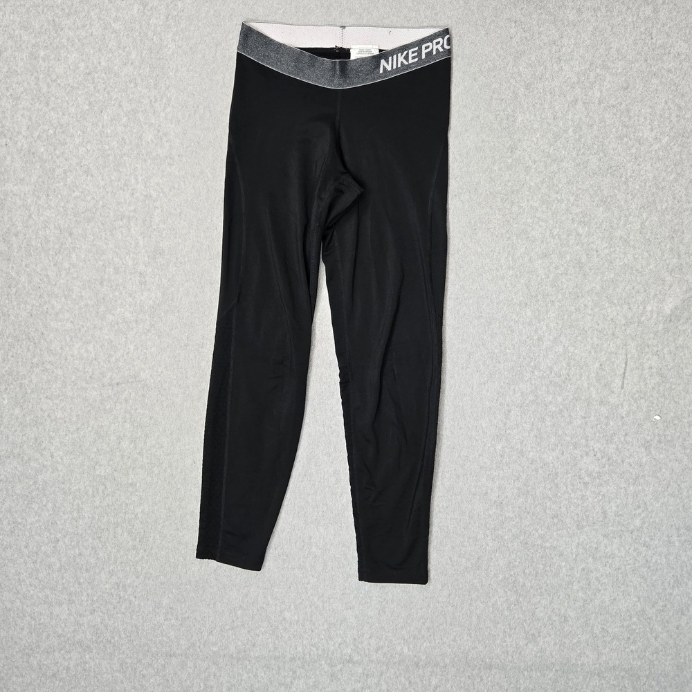 Nike Women Legging L Black Activewear Compression Logo Athletic 24" Inseam